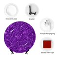 thumbnail image 4 of Wukai Purple Glitter Print Decorative Plate for Display,Bone China Decorative Plate, Ceramic Dinner Plate with Stand, Vertical Ceramic Plate-10in, 4 of 6