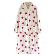 thumbnail image 2 of WTXUE Night Gown And Robe Sets Cotton Nightgowns Robes For Fuzzy Button Down Heart Robe With Collar Ankle Length Robes For Shower Womens Long Nightgowns Night Gown Soft Comfy Red XL, 2 of 9