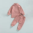 thumbnail image 4 of Kaemgyyd Unisex Toddler 2 Piece Set Outfit Fall Winter Clothes Fashion Long Sleeve Half Zipper Sweatshirts and Pants Set 3 M-3 T, 4 of 4