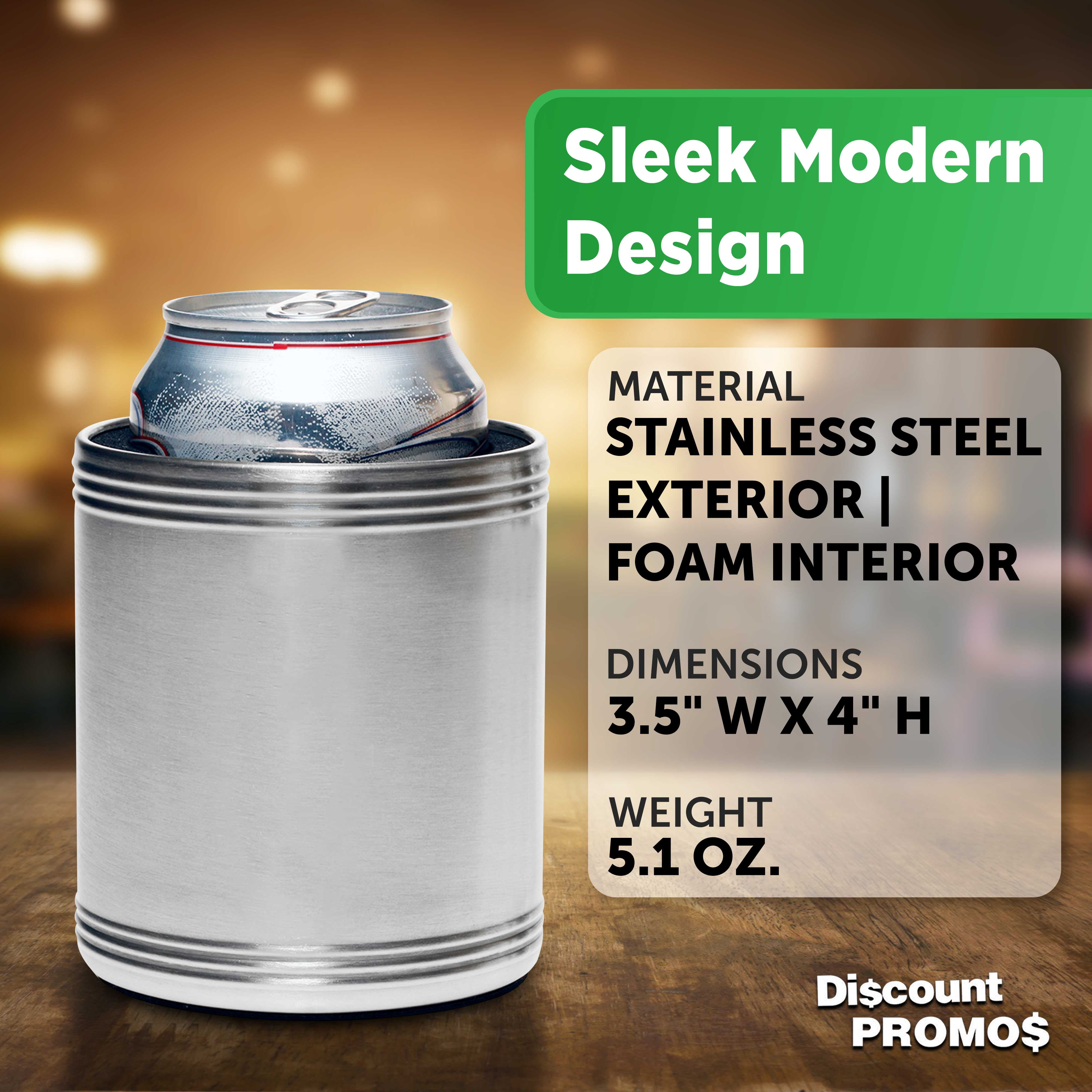 Stainless Steel Can Coolers Set of 10, Bulk Pack - Great for Beer, Soda, Other Beverages - Silver