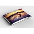 thumbnail image 2 of Ambesonne Yoga Pillow Sham 2 Pack, Woman on Beach Dramatic, 26"x20", Yellow Blue Dark Brown, 2 of 3