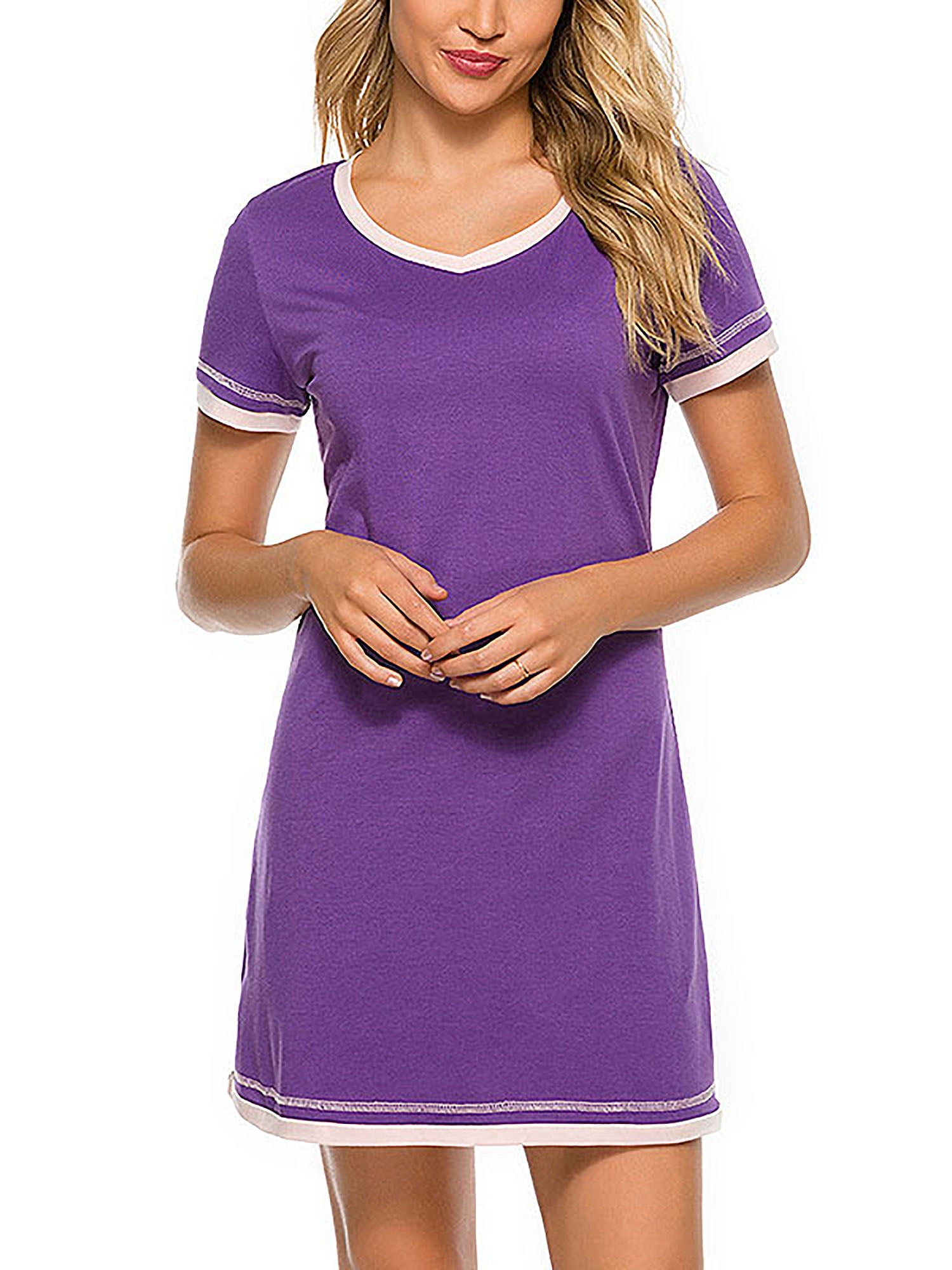Details about   Women Nightgown Short Sleeve Sleepshirt Graphic Pajama Top Sleep Dress Nightgown