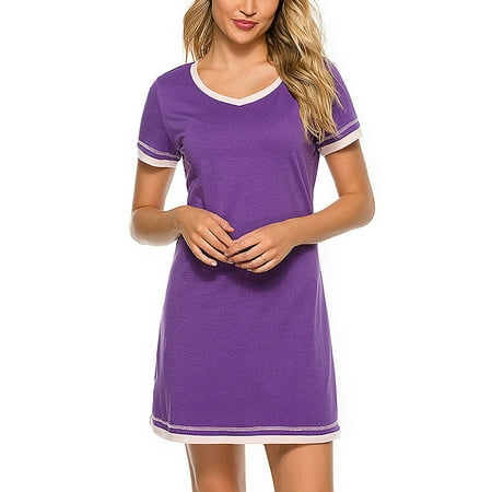 

Niuer Women Nightgown Dress Ladies Short Sleeve Sleepshirts House Dress Sleepwear Casual Print Pajama T-Shirt Dresses