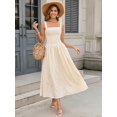 thumbnail image 3 of Vestido midi XinFsh 2025, verano, bohemio, a cuadros, cuello cuadrado, amarillo, 3 of 4