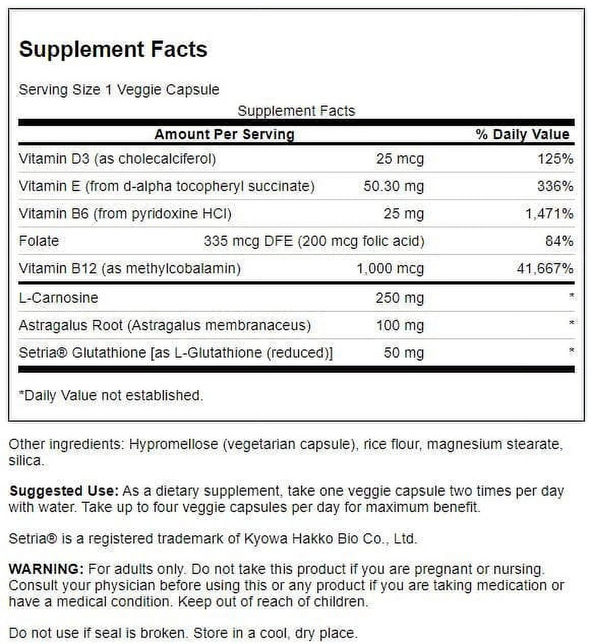 Swanson Telomere Advantage 60 Veggie Capsules