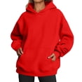 thumbnail image 6 of Women Hoodies Casual Pullover Long Sleeve Sweatshirt Kangaroo Pocket Plain Basic Fall Hoodies Red L, 6 of 6