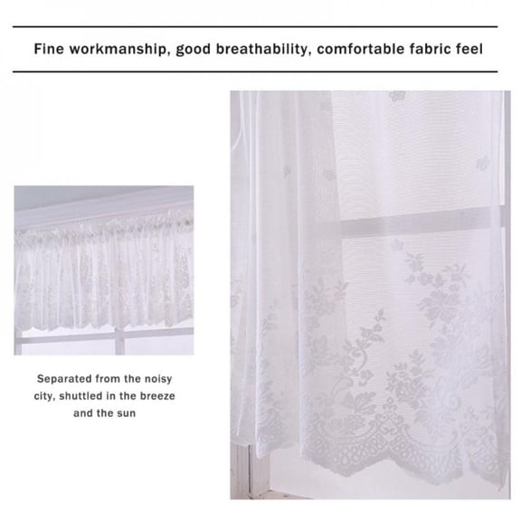 51x16" 1 Panel Nordic Style Lace Short Curtains Rod Pocket Light Filtering Decor Curtain Window Curtains Rod Pocket Window Drapes