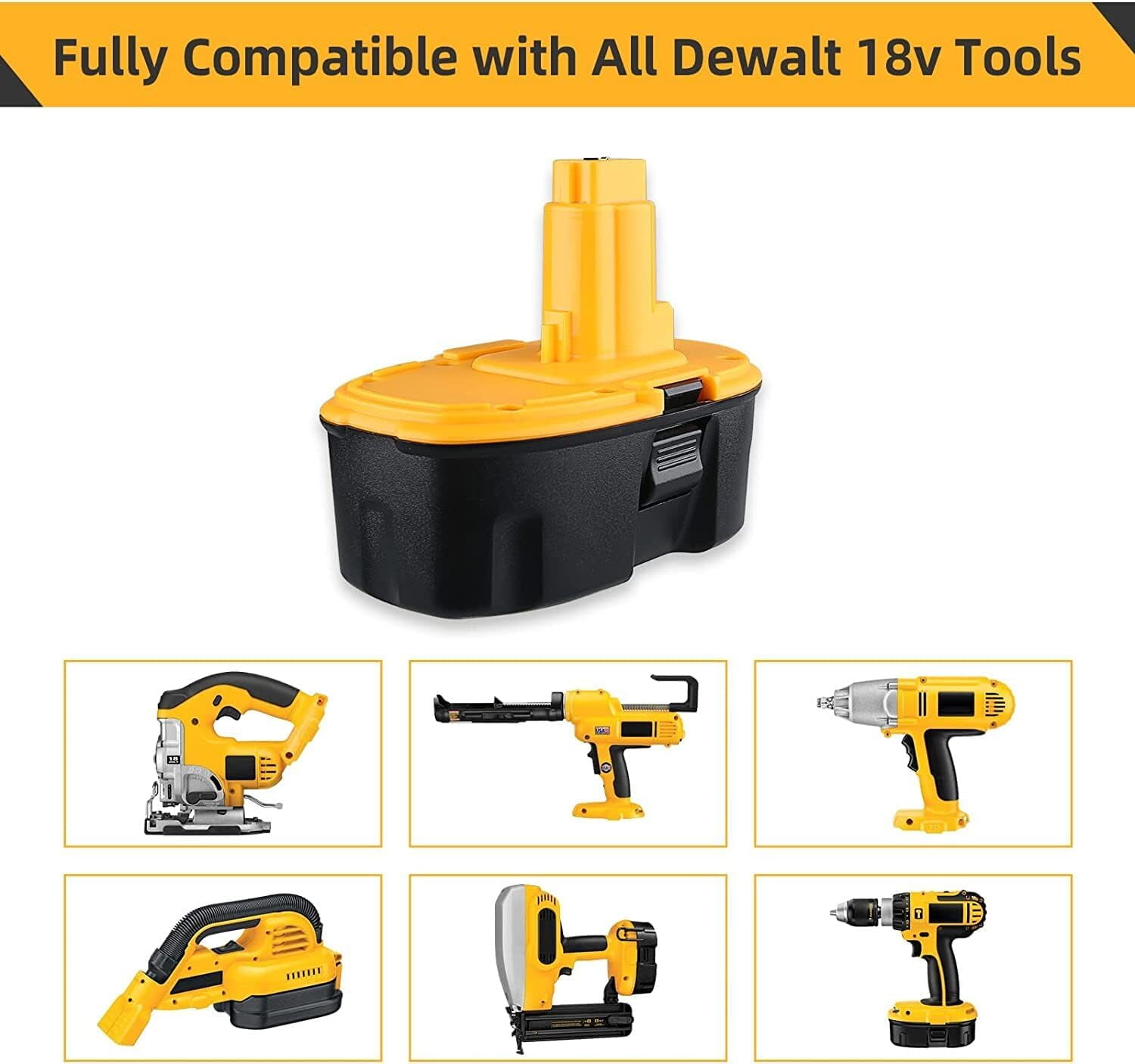 4Pack Replacement for Dewalt 18V Battery NiMH Compatible with Dewalt 18 Volt Battery DC9098 DC9096 DC9099 DC970 DW9095 DW9096 DW9098 DW9099 DE9039 DE9095 DE9096 Cordless Tools