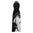 thumbnail image 4 of SMihono Robe Maxi Bohème d'Été pour Femmes Grande Taille Mode Décontractée Été Sans Manches Col Rond Robe Imprimée Col Halter Fermeture Éclair Robe Longue Plissée Robe de Plage, 4 of 9