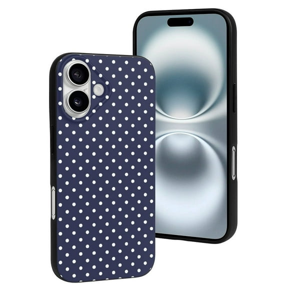 Compatible with Iphone 16 Case - Cute Soft Polka Dots Navy Blue Silicone Case Compatible with Iphone 16 Phone Case for Women Men