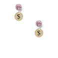 thumbnail image 2 of Delight Jewelry Goldtone Disc 1/2'' - Symbol - Dollar Sign - $ - Pink Crystal Clip on Earrings, 2 of 5