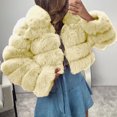 thumbnail image 1 of ICHUANYI Clearance Women's 2023 Winter Fleece Cropped Jacket Faux Long Sleeve Warm Outerwear Fall Clothes(Beige, XL) ICHUANYI WER2023081510980, 1 of 5