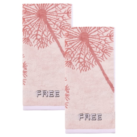 REGALWOVEN Pure Cotton Decorative Hand Towels with Dandelion Pattern, Ultra Soft Absorbent Quick Dry Bathroom Towels for Home, Spa, 29" x 13" Brown 2pk