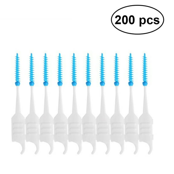 OUNONA 200pcs Dental Floss Interdental Brush Teeth Stick Toothpick Silicone Double-ended Tooth Picks