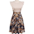 thumbnail image 2 of Women's Vintage Ruffle Floral Flared A Line Swing Casual Cocktail Party Dresses, 2 of 5