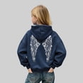 thumbnail image 2 of Rggeeun Baby Girl'S Pullover Hoodie Cute Sequins Wing Graphic Print Thermal Long Sleeve Hooded wth Large Pocket & Drawstring Soft for Autumn Winter Outdoor Elegant Tops,Blue,15-16 Years, 2 of 9