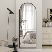 GLSL Length Mirror Arch Standing Floor Mirror, 64x21 Arched Wall Mirror, Black