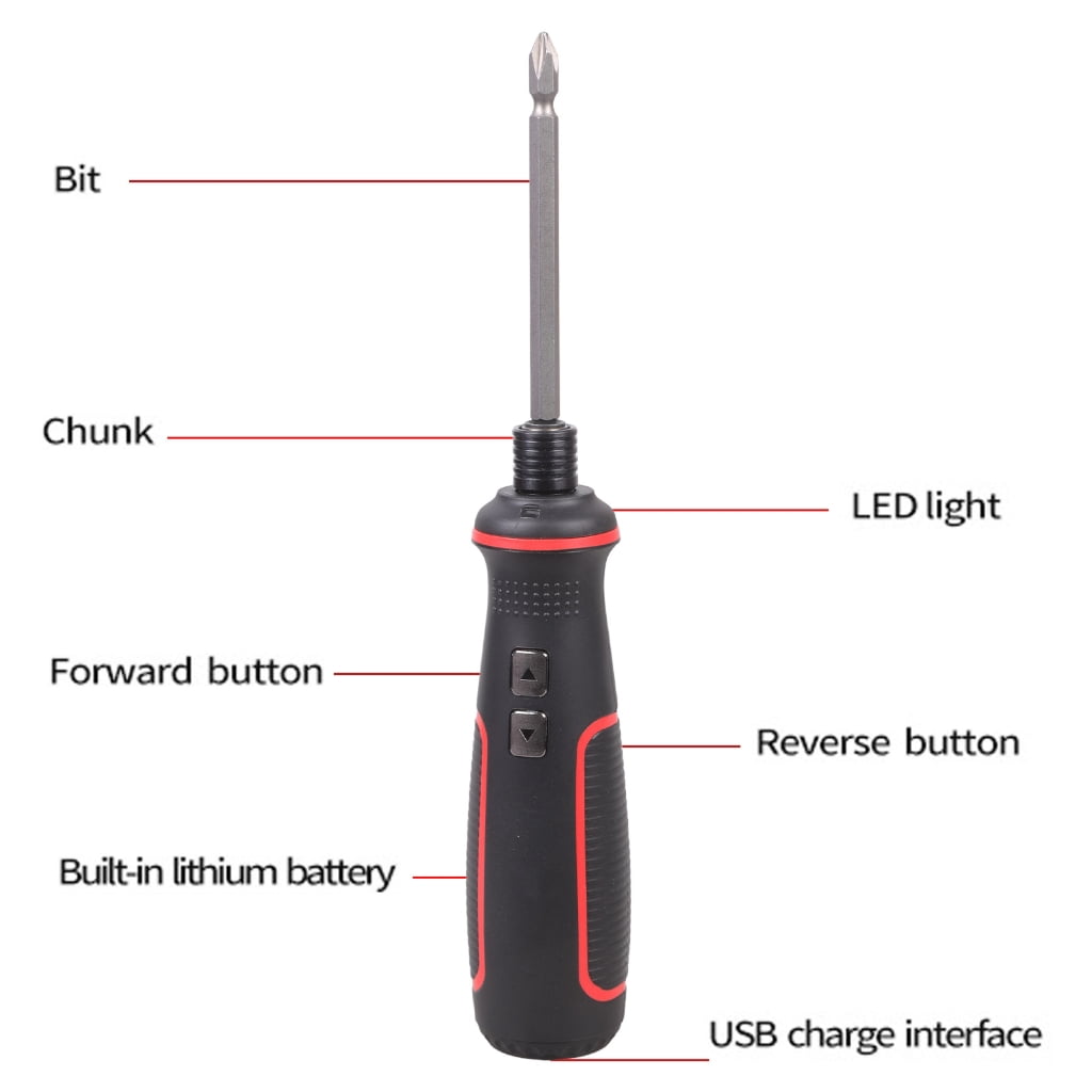 MOMOJIA Rechargeable 3.6V Cordless Electric Screwdriver with LED Light for Home Repairs