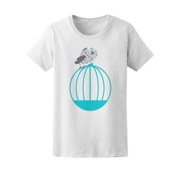 Cute Grey Bird Sitting On Cage  Tee Women's -Image by Shutterstock