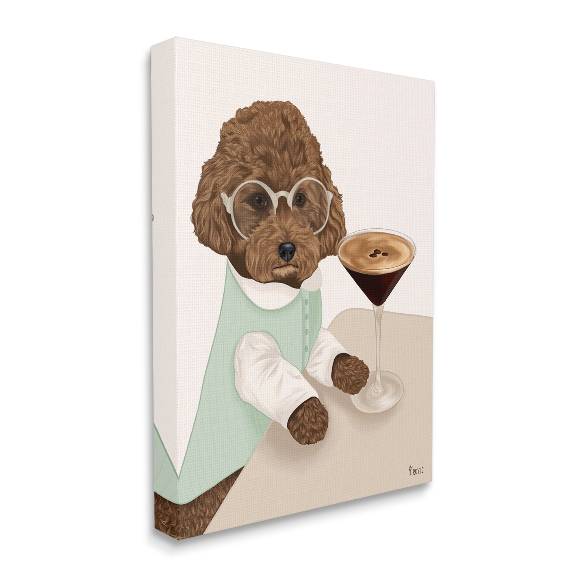 Stupell Industries Dog with Espresso Martini Animals & Insects Painting Gallery Wrapped Canvas Art Print Wall Art, 30 x 40