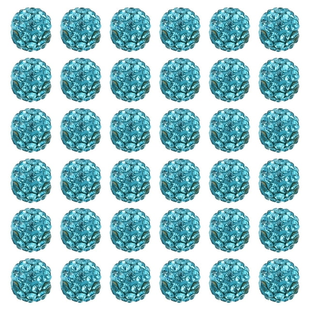 Unique Bargains 8mm Rhinestone Clay Beads, 100 Pack Round Ball Polymer Clay Crystal Charm Beads, Blue