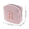 thumbnail image 2 of Unique Bargains 1 Pc Letter R Pattern Makeup Bag for Travel Pink Corduroy, 2 of 6