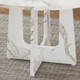 thumbnail image 6 of Miniyam 47" Round Dining Table for 4-6 People, Modern Pedestal Base White Marble Look MDF Dining Room Table for Kitchen, Apartment, 6 of 7