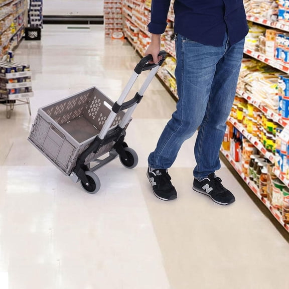 132 lbs Capacity Aluminum Folding Hand Truck Lightweight Portable Trolley with Collapsible and Detachable Box
