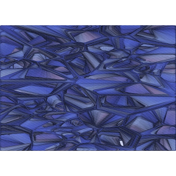 Ahgly Company Indoor Rectangle Patterned Denim Dark Blue Area Rugs, 5' x 8'