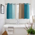 thumbnail image 3 of Teal Brown Ombre Kitchen Curtains Short 54 Inch Length, Vintage Country Wooden Grommet Top Bedroom Living Room Curtains, Light Filtering Cafe Curtain Drapes 2 Panels Set 84''x54'', 3 of 9