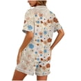 thumbnail image 4 of Enjoytime Cute Pajama Sets for Women Print Comfy 2 Piece Sleepwear Short Sleeve Button Down Shirts with Shorts Loungewear Set, 4 of 7
