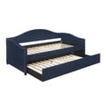thumbnail image 4 of Home Design Nora Twin Daybed with Upholstered Frame, Camelback Backrest, Arched Arms, Nailhead Trim, and Pull-Out Trundle, Stylish Guest Bed, Blue, 4 of 4