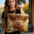 thumbnail image 4 of Vintage Quilted Tote Bag Women Lightweight Travel Bag Purse Cotton Shoulder Tote Bag-The Cow and the Dandelion, 4 of 7