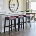 thumbnail image 2 of New Ridge Home Goods Julian 30" Faux Leather and Wood Barstool in Red/Espresso, 2 of 7