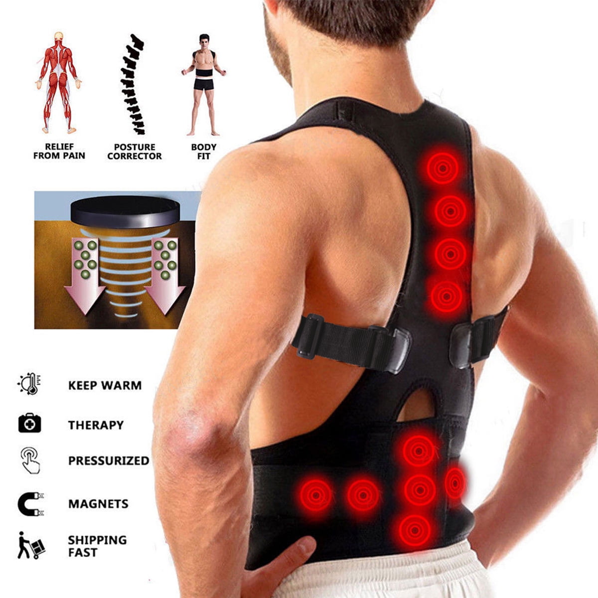 Back Posture Corrector Shoulder Straight Support Brace Belt Therapy Men Women 