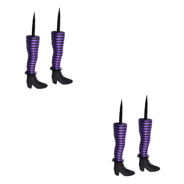 Inteprter 2PCS Halloween Witch Leg Funny Witch Floor Ornament Wear-resistant Outdoor Leg Decor Stake Garden Hanging Como se muestra 2Conjunto