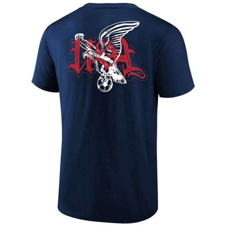 2024 U.S. Soccer USMNT Logo Adult T Shirt USA with Eagle Front and Back Print Soccer Tee Add Name Number Navy Walmart