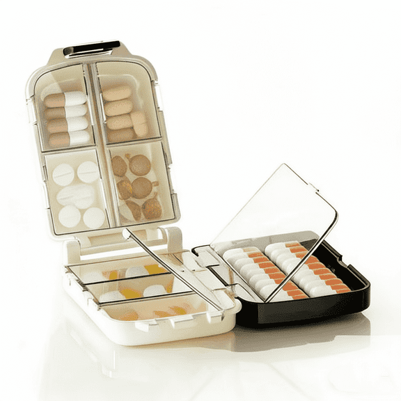 YXMEIGUO Portable Pill Organizer, Travel Pill Case with 8 Compartment, Pill Container Splitter Daily Medicine Pill Organizer for Travel