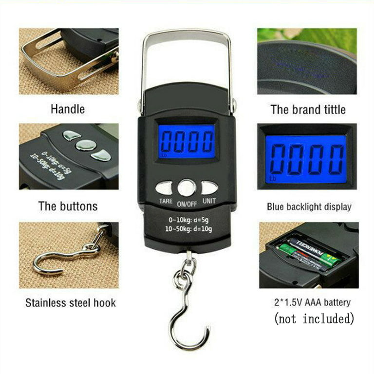 Portable Scale 110lb/50kg Digital LCD Display Electronic Luggage Hanging  Suitcase Travel Weigh Baggage Bag Weight Balance Tool 