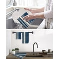 thumbnail image 5 of Navy Blue Beige Striped Kitchen Dish Towels for Drying Dishes Set of 4, Modern Farmhouse Retro Lines Waffle Weave Microfiber Hand Tea Bathroom Towels Quick Dry & Absorbent Towel 12x12, 5 of 7