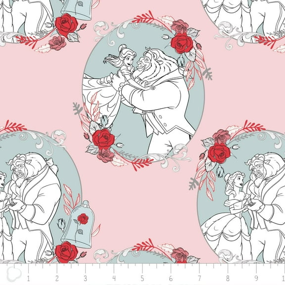 Disney Beauty and the Beast Fabric Belle Love in Light Pink From 100% Cotton By the Yard