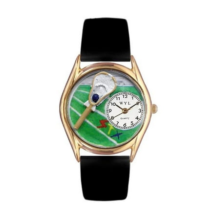 Whimsical Watches Kids C0820001 Classic Gold Lacrosse Black Leather And Goldtone Watch