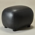 thumbnail image 2 of 23" Wide Faux Leather Upholstered Ottoman, Mid-Century Modern Living Room Footrest with Soft Padded Seat, Footstool for Bedroom, Entryway or Living Room, Black, 2 of 9