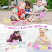 LotFancy Beach Sand Toys Set for Kids Toddlers Girls,Sand Buckets and Shovels, Baby Sandbox Toys