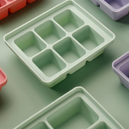 

Silicone Ice Cubes Stencils 4 Grids with Lids Reusable BPA Free for Family Party Leak Proof Stackable Tray for Cocktails Juice Water & Other Drinks Ice Cubes Tray Easy Ice Release 3pcs 6格 Suit