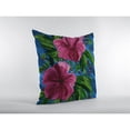 thumbnail image 2 of Hawaiian Flowers Indoor/Outdoor Fabric Pillow with Zip in Hot Pink on Blue18x18, 2 of 5