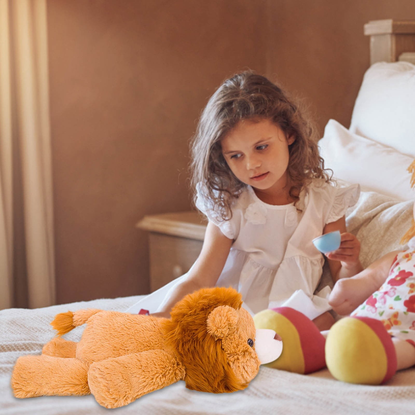 BJBSJSZ Sensory Comfort Plush Throw Pillow Toy, Lion Weighted Stuffed Animals, Plushies Hugging Toy Gifts for Kids & Adults