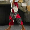 thumbnail image 2 of QATAINLAV Capri Pants for Women 2025 Fashion Geometric Print Cropped Beach Pants Summer Casual Drawstring Plus Size Capris Multicolor 4XL, 2 of 6