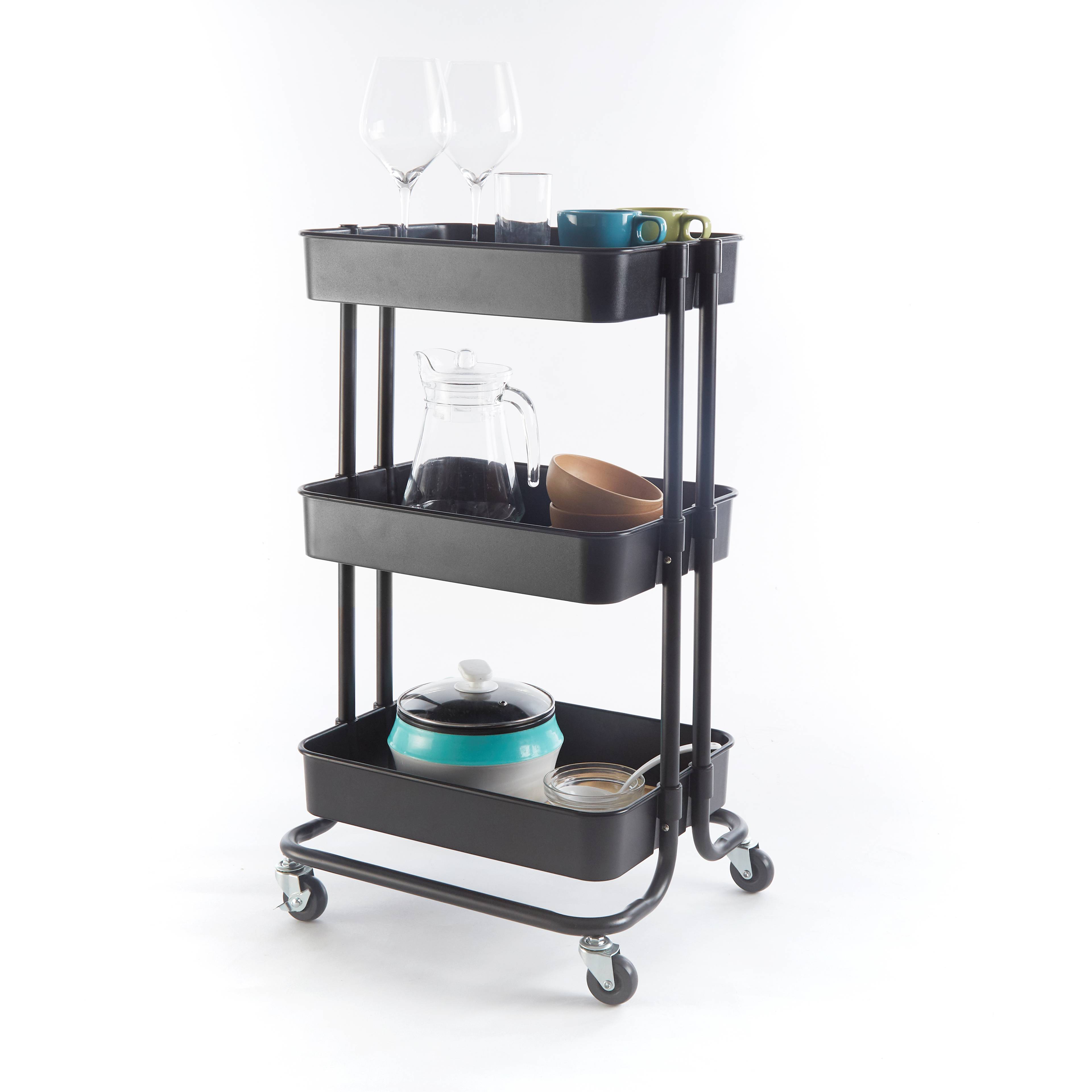 Urban Shop 3Tier Organizer Rolling Cart, Black