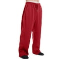 thumbnail image 4 of Domuza Baggy Sweatpants for Men Wide-Leg Casual Elastic Waist Drawstring Sweat Pants Fall Winter Relaxed Fit Solid Workout Pants with Pockets Red M, 4 of 7